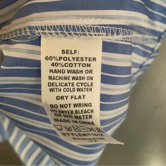 First Love Blue and White Casual Button Down Shirt - Picture 4 of 7